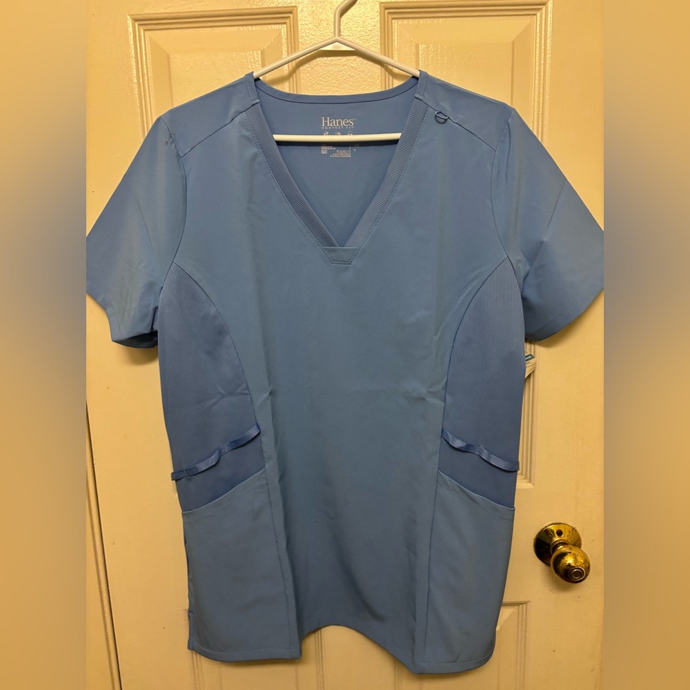 Hanes Women Sky Blue Comfort Stretch Scrubs size L